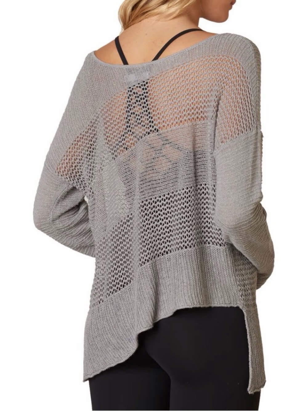 PrAna Liana Sweater NWT size Medium Grey Hemp Organic Cotton Asymmetrical Sheer